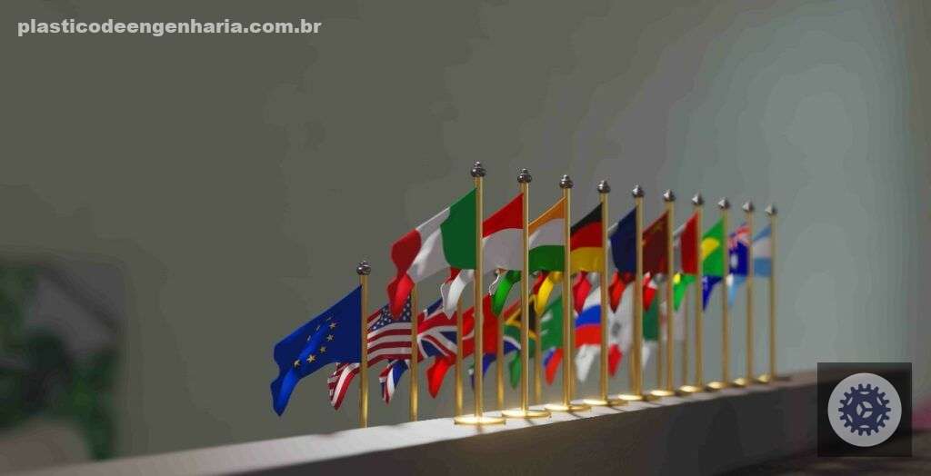 Na imagem aparecem miniaturas de bandeiras, representando a reunião do G20, no B20 2024