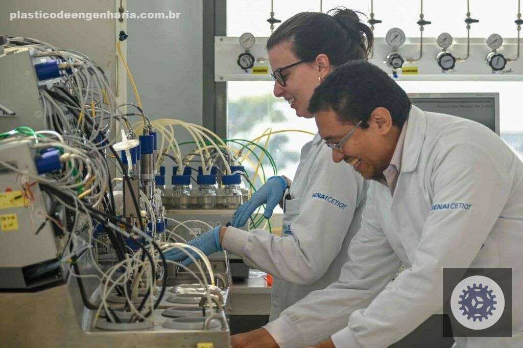 Na imagem aparecem duas pessoas sorrindo, manuseando máquinas. Que representam a indústria, e como está a Confiança do empresário