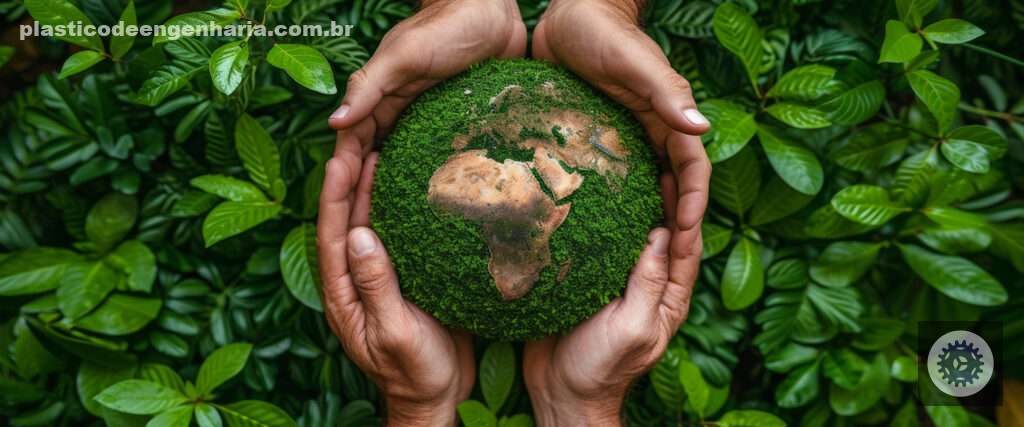Mãos segurando um planeta Terra feito com folhas, representando o Dia Mundial do Meio Ambiente
